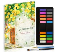 Elfew Fleur Cahiers d'aquarelle de Coloriage pour Débutants, Pinceaux et 18 Couleurs, Cahier Aquarelle, Livre Aquarelle Adulte et les Débutants avec, Cadeaux Artistiques, Cadeau Creatif