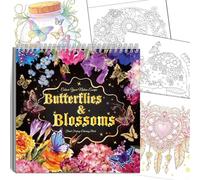 Elfew Fleurs Livre Coloriage Adulte, 35 Mindfulness Motifs et Designs Relaxants, Livres de Coloriage à Spirales, Cahier de Coloriage Anti Stress pour Adultes, Art-Thérapie & Loisirs Créatifs