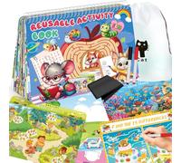 Elfew Livre d’activités Effaçables pour Enfant 3, 4, 5, 6, 7 Ans, Jeu Educatif Cour âgés de 3 Ans, Jouets Enfant de Voyage, Cadeau d'anniversaire pour Garçons et Filles-L'apprentissage Ludique