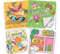 Elfew Lot de 2 Livre de Coloriage, Livre Coloriage Simple et Audacieux, 64 Dessins Relaxants pour Femmes et Seniors, Cadeau Relaxation Adultes, Livre de Coloriage Anti Stress
