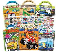 Elfew Lot de 6 Livres D'autocollants Réutilisables Pour Enfants 2 à 4 Ans, 3D Autocollants Gommettes, Livres d'activités Pour Garçons et Filles, Gommettes Enfants 2 3 Ans