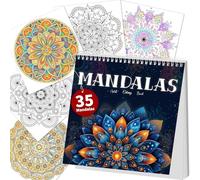 Elfew Mandalas Livre Coloriage Adulte, 35 Mandalas Motifs et Designs Relaxants, Livres de Coloriage à Spirales pour Femmes, Livre de Coloriage Anti Stress pour Adultes, Art-Thérapie & Détente Créative