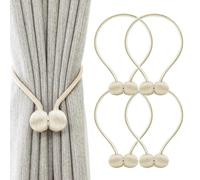 Elfinfi 4 Pièces Embrasse pour Rideaux, Embrasse Rideau Pas de Perçage Nécessaire, Embrasse Rideau Magnetique pour la Décoration de la Maison, de la Chambre ou du Bureau (Beige)