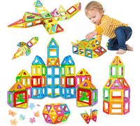 Elfinfi 46 Pièces Construction Magnetique Enfant, Intéressant Jeu Magnetique, Pédagogique Magnetic Tiles Approprié Cadeaux d'anniversaire Adaptés aux Garçons et aux Filles âgés de 2 3 4 5 6 7 8 Ans
