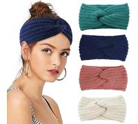 Elfinfi Bandeau Cheveux Femme, 4 Pièces Bandeau Hiver Femme, Tricotés Cheveux Hiver, Épaissir sont Très Chaudes, Résistant Et Respirant Cache Oreille