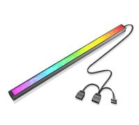 ELFJMZP Bande ARGB 17 LED Fixation Magnétique Aluminium Noir | Adressable, 5 V 4 broches, Couvercle diffusion lumière diamant, Montage boîtier PC, Câble 550 mm et effets