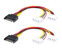ELFJMZP Câble adaptateur SATA 15 broches vers IDE Molex 4 broches (Type D) Y-splitter 1 vers 2, 18 AWG, 20 cm, pour disque dur, lecteur optique, ventilateur (Lot de 2)