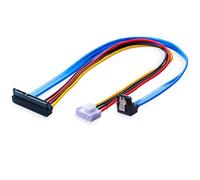 ELFJMZP Câble combiné d'alimentation et de données ELFJMZPSATA 22 broches (7+15) vers VH3.96 4 broches,rallonge à angle droit de 90 degrés pour DVR, NVR,disques durs de surveillance (SSD et HDD)-30cm