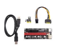 ELFJMZP Carte Riser PCIe 1X à 16X pour Bitcoin Mining - 3 options d'alimentation (6 broches, Molex, SATA), câble USB 3.0 blindé de 60 cm, compatible avec les plates-formes minières et les emplacements