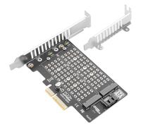 ELFJMZP Double carte adaptateur M.2 SSD, PCIe vers M.2 NVMe et carte d'extension SATA NGFF, comprend un câble SATA, des supports complets et discrets, un kit de tournevis, prend en charge les SSD 2230