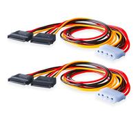 ELFJMZP Lot de 2 câbles adaptateur d'alimentation Molex 4 broches vers double SATA, 18 AWG 40 cm