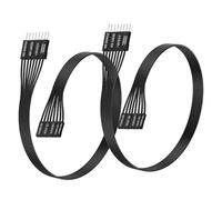 ELFJMZP Lot de 2 câbles d'extension pour panneau avant de carte mère,ruban plat pour LED HDD+/-,LED POWER+/-,POWER SW,RESET SW,(noir,50 cm/19,6pouces)
