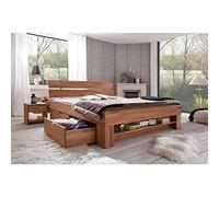 Elfo Lit futon Granada 180 x 200 cm avec Tiroirs en cœur de hêtre huilé.
