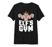 Elf's Gym Squat Leg Day Bodybuilder Entraînement de Noël T-Shirt Haut de Gamme