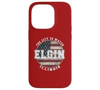 Elgin Illinois, Drapeau américain Vintage Coque pour iPhone 14 Pro