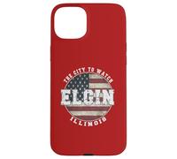 Elgin Illinois, Drapeau américain Vintage Coque pour iPhone 15 Plus