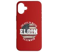 Elgin Illinois, Drapeau américain Vintage Coque pour iPhone 16 Plus