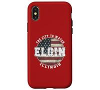 Elgin Illinois, Drapeau américain Vintage Coque pour iPhone X/XS