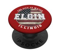 Elgin Illinois, Drapeau américain Vintage PopSockets PopGrip Adhésif