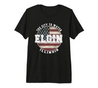 Elgin Illinois, Drapeau américain Vintage T-Shirt Haut de Gamme