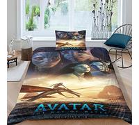 ELGISI Avatar:La Voie de l'eau Parure Couette Parure De Lit 2 Pièces en Microfibre Jack Salley Housse De Couette avec Fermeture Éclair Et Taies d'oreiller pour Enfants Adultes Single(135x200cm)