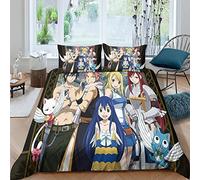 ELGISI Erza Scarlet Ensemble De Fairy Tail Housses De Couette, Anime 3D Parure De Lit 2/3 Pièces Ultra Doux Ensemble De Literie avec Taies d'oreiller Double（200x200cm） (3pcs)