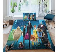 ELGISI Hôtel Transylvanie Housse De Couette Dracula Parure Couette Parure De Lit Fille Garçon Microfibre 3D Ensemble De Literie 2 pièces avec Fermeture Éclair Et Taies D'oreillers Single(135x200cm)