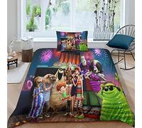ELGISI Hôtel Transylvanie Housse De Couette Dracula Parure Housse De Couette avec Taies d'oreiller 3D Imprimé Parure De Lit Literie en Microfibre,pour Adultes Enfants Filles Single(135x200cm)