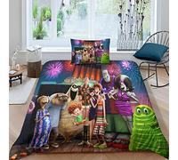 ELGISI Hôtel Transylvanie Housse De Couette Enfants Adultes Parure Lit 3D Dracula Sets Housse De Couette Microfibre 2 pièces avec Fermeture À GlissièRe CachéE Et Taies D'oreillers50x75cm