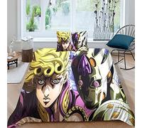 ELGISI JoJo's Bizarre Adventure Housse De Couette Enfants Adultes Parure Lit 3D Stone Ocean Sets Housse De Couette Microfibre 2 Pièces avec Fermeture À GlissièRe CachéE Et Taies D'oreillers50x75cm