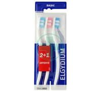 Elgydium Brosse à Dents Basic Médium Lot 2 + 1 Offerte - Brosses à dents - Pharmacie en ligne LaSante.net