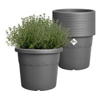 Elho Algarve Cilindro 25 - Pot De Fleur pour Exterieur - Plastique 100% recy nsemble de 10 - Ø 24.5 x H 20.5 cm - Noir/Anthracite