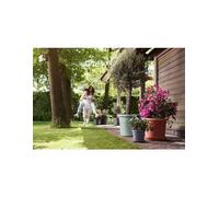 Elho Algarve Cilindro Wheels 40cm - Grand Pot de Fleurs Extérieur - Jardinières - Plastique 100% recyclé - Ø 39.5 x H 33.1 cm - Vert/Vert Thym