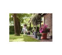 Elho Algarve Cilindro Wheels 48cm - Grand Pot de Fleurs Extérieur - Jardinières - Plastique 100% recyclé - Ø 48.0 x H 40.2 cm - Noir/Anthracite