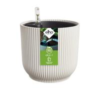 Elho All-in-1 Vibes Rond 18 + Swi 17 - Plastique 100% Recyclé - Pot De Fleurs pour Intérieur - Ø 18 cm - Blanc/Linen White