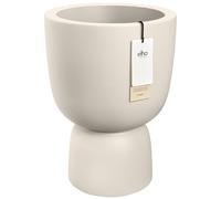 Elho Amber Coupe Round 41 - Pot de Fleur - Interieur & Extérieur - Plastique 100% Recyclé - Ø 41.3 x H 57.9 cm - Blanc/Blanc Lin