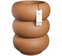 Elho Amber Roll High 43 - Pot de Fleur - Interieur & Extérieur - Plastique 100% Recyclé - Ø 43 x H 58 cm - Caramel