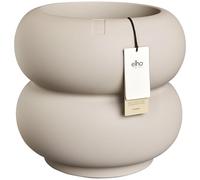 Elho Amber Roll Low 43 - Pot de Fleur - Interieur & Extérieur - Plastique 100% Recyclé - Ø 43 x H 40 cm - Beige/Greige