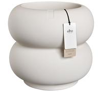 Elho Amber Roll Low 43 - Pot de Fleur - Interieur & Extérieur - Plastique 100% Recyclé - Ø 43 x H 40 cm - Blanc/Blanc Lin