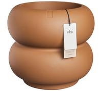 Elho Amber Roll Low 43 - Pot de Fleur - Interieur & Extérieur - Plastique 100% Recyclé - Ø 43 x H 40 cm - Marron/Caramel