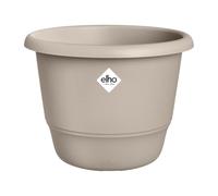 Elho Amiga Round 25 - Pot de Fleur - Interieur & Extérieur - Plastique 100% Recyclé - Ø 24.5 x H 18.5 cm - Beige/Beige Champignon