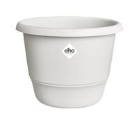 Elho Amiga Round 35 - Pot de Fleur - Interieur & Extérieur - Plastique 100% Recyclé - Ø 34.5 x H 25.9 cm - Blanc/Blanc Soie