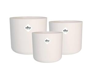 Elho B.for Soft Rond - Pot De Fleurs pour Intérieur - 3 pièces - Plastique 100% recyclé - Ø 14, 16, 18 cm - Blanc/Blanc