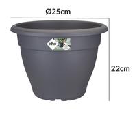 Elho Bac à fleurs rond jardinière Anthracite en plastique pour extérieur jardin