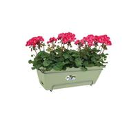 Elho Barcelona Allin1 50 Planteur pour Balcon & Extérieur - Plastique 100% recyclé - Ø 49.5 x H 18.5 cm - Vert/Vert Pistache