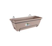 Elho Barcelona Allin1 50 Planteur pour Balcon & Extérieur - Plastique 100% recyclé - Ø 49.5 x H 18.5 cm - Marron/Taupe