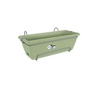 Elho Barcelona Allin1 50 Planteur pour Balcon & Extérieur - Plastique 100% recyclé - Ø 49.5 x H 18.5 cm - Vert/Vert Pistache