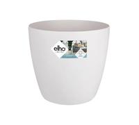 Elho Brussels Rond Roues 47 - Pot De Fleurs pour Intérieur - Plastique 100% recyclé - Ø 46.5 x H 43.5 cm - Blanc/Blanc
