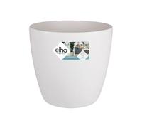 Elho Brussels Rond Roues 47 - Pot De Fleurs pour Intérieur - Plastique 100% recyclé - Ø 46.5 x H 43.5 cm - Blanc/Blanc