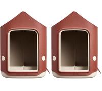 Elho Cosy Bird Feeder 18cm - Mangeoire et Abreuvoir Oiseaux Exterieur - Plastique 100% Recyclé - L17.6 x B18 x H23 cm - Rouge/Rouge Toscane (Lot de 2)